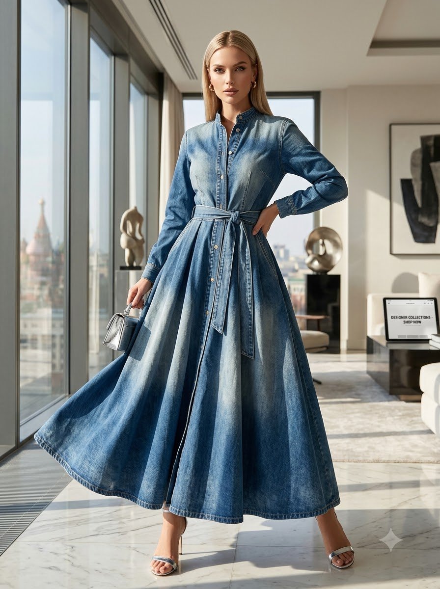 Denim maxi dress